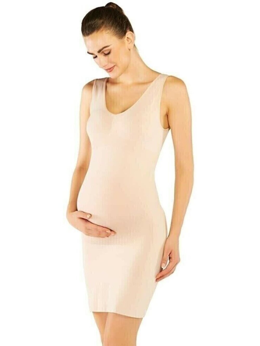 KHAYA Casual Stretch Maternity Dress V-Neck Slip Bodycon Smoothing Shaping M